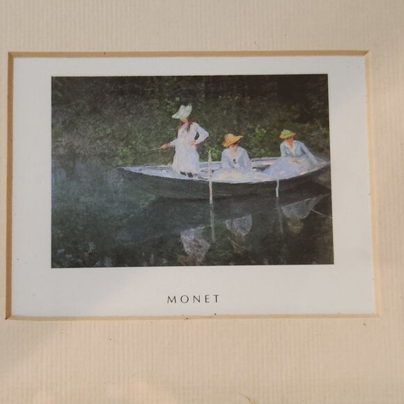 Vtg Claude Monet The Boat at Giverny Terrace at St Adresse Art Print Framed SET - Picture 3 of 9